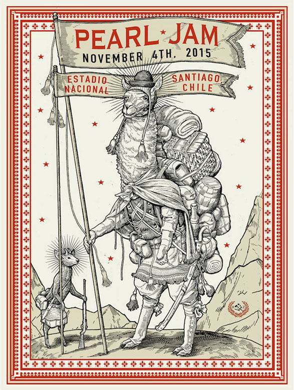 Pearl Jam Santiago Chile 2015 Poster by Ravi Zupa